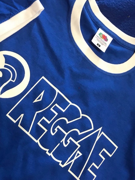 Reggae Royal Blue Ringer T-shirt with White